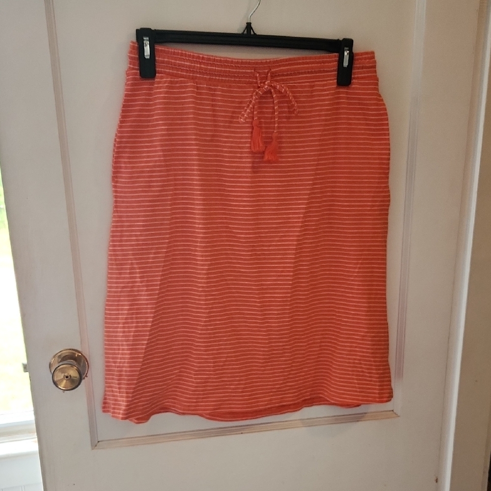Joe Fresh Coral Striped A-Line Skirt